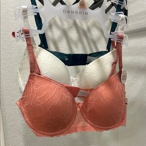 Danskin Coral Lace T-Shirt Bra with Ivory and Teal Options